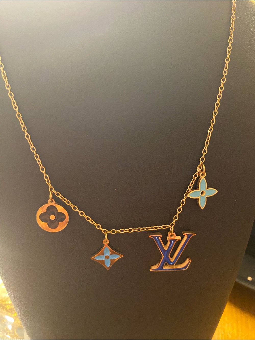 Cute gold tone LV Charm Necklace - Picture 2 of 2